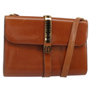 Christian Dior Shoulder Bag Leather Gold Brown Auth BA9565-1