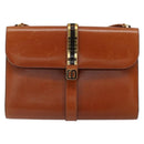 Christian Dior Shoulder Bag Leather Gold Brown Auth BA9565-2