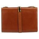 Christian Dior Shoulder Bag Leather Gold Brown Auth BA9565-3