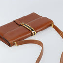 Christian Dior Shoulder Bag Leather Gold Brown Auth BA9565-6