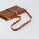 Christian Dior Shoulder Bag Leather Gold Brown Auth BA9565-7