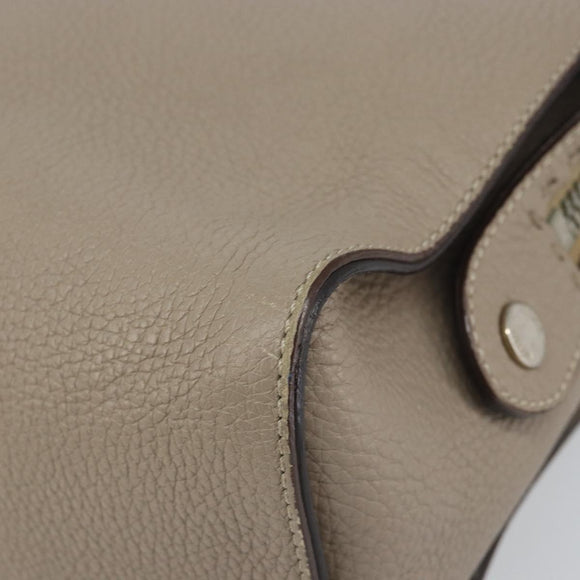 FENDI Celeria Ray Hand Bag Leather 2way Gray Silver Auth BA9567
