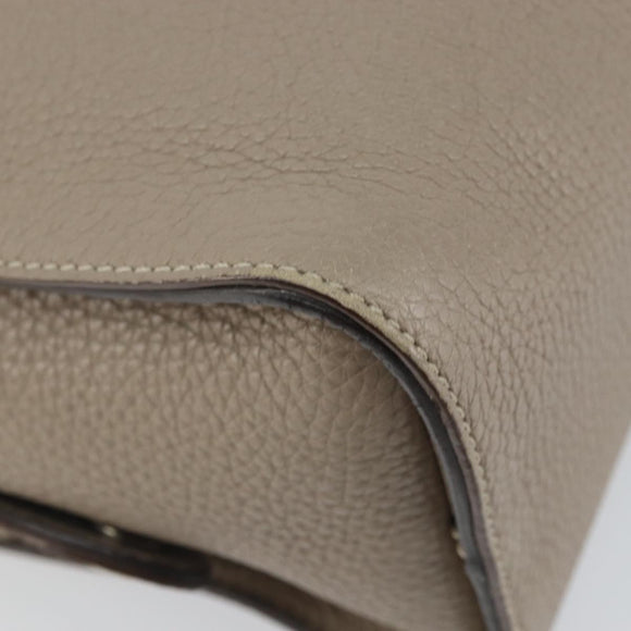 FENDI Celeria Ray Hand Bag Leather 2way Gray Silver Auth BA9567