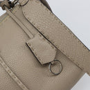 FENDI Celeria Ray Hand Bag Leather 2way Gray Silver Auth BA9567-9