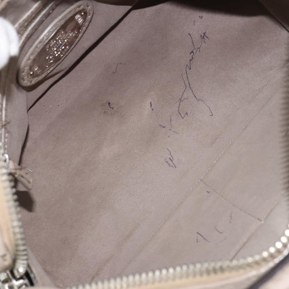 FENDI Celeria Ray Hand Bag Leather 2way Gray Silver Auth BA9567