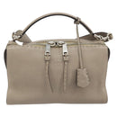 FENDI Celeria Ray Hand Bag Leather 2way Gray Silver Auth BA9567-13