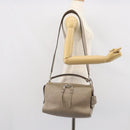 FENDI Celeria Ray Hand Bag Leather 2way Gray Silver Auth BA9567-26