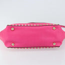 VALENTINO Rock Studs Hand Bag Leather 2way Pink Gold Auth BA9568V-5
