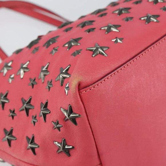 Jimmy Choo Sasha S Tote Bag Leather Pink Silver Auth BA9570