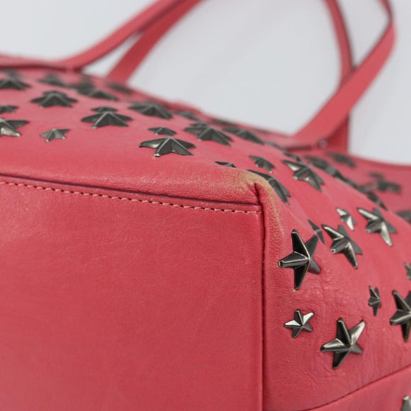 Jimmy Choo Sasha S Tote Bag Leather Pink Silver Auth BA9570