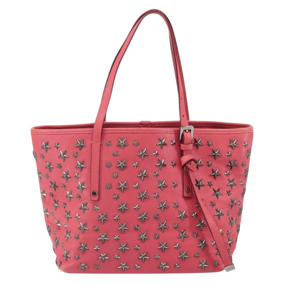 Jimmy Choo Sasha S Tote Bag Leather Pink Silver Auth BA9570