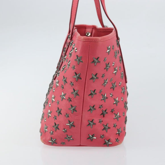 Jimmy Choo Sasha S Tote Bag Leather Pink Silver Auth BA9570