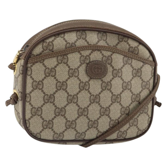 GUCCI GG Supreme Shoulder Bag PVC Beige Gold 116 02 606 Auth BA9572