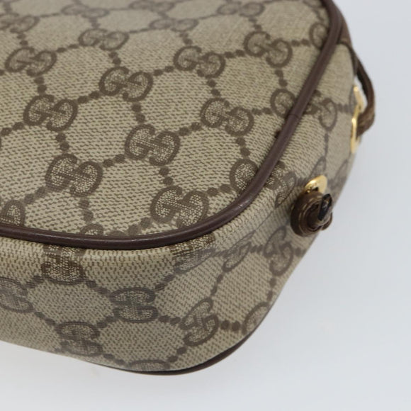 GUCCI GG Supreme Shoulder Bag PVC Beige Gold 116 02 606 Auth BA9572