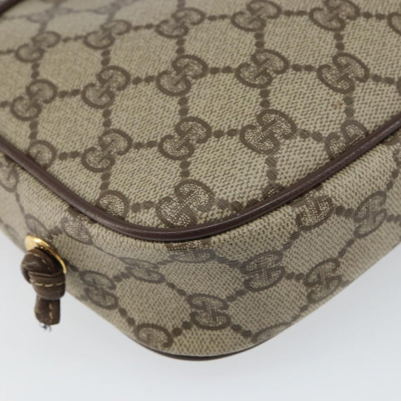GUCCI GG Supreme Shoulder Bag PVC Beige Gold 116 02 606 Auth BA9572