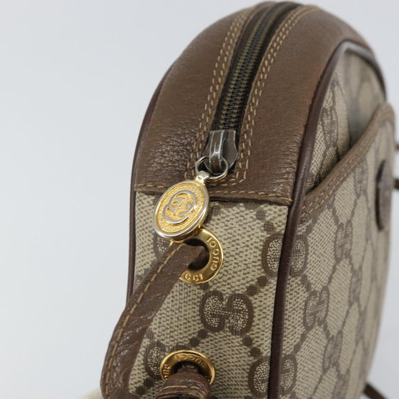 GUCCI GG Supreme Shoulder Bag PVC Beige Gold 116 02 606 Auth BA9572