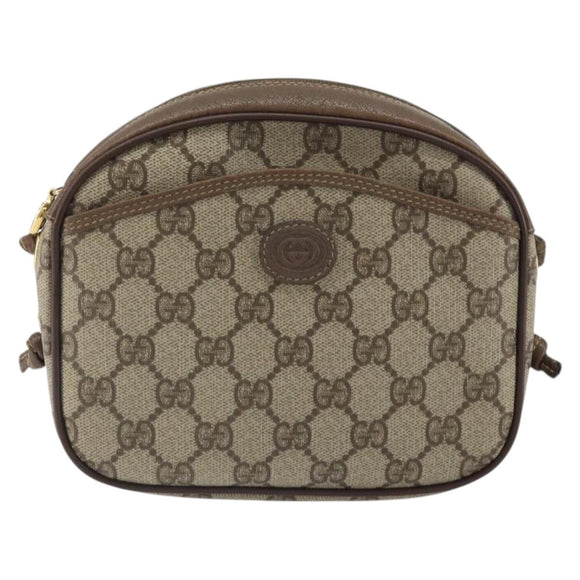 GUCCI GG Supreme Shoulder Bag PVC Beige Gold 116 02 606 Auth BA9572