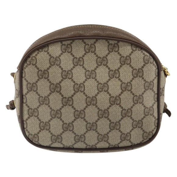 GUCCI GG Supreme Shoulder Bag PVC Beige Gold 116 02 606 Auth BA9572