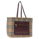 BURBERRY Nova Check Tote Bag PVC Beige Gold Auth BA9573-1