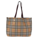 BURBERRY Nova Check Tote Bag PVC Beige Gold Auth BA9573-2