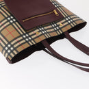 BURBERRY Nova Check Tote Bag PVC Beige Gold Auth BA9573-6