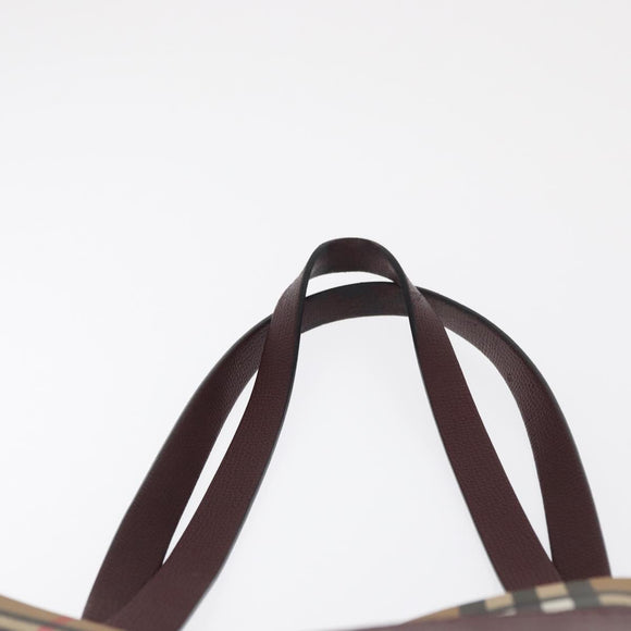 BURBERRY Nova Check Tote Bag PVC Beige Gold Auth BA9573