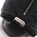 CHANEL Choco Bar Hand Bag Nylon Black Silver CC Auth BA9577-14