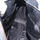 CHANEL Choco Bar Hand Bag Nylon Black Silver CC Auth BA9577-19