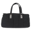 CHANEL Choco Bar Hand Bag Nylon Black Silver CC Auth BA9577-2