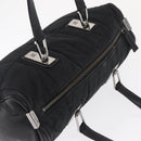 CHANEL Choco Bar Hand Bag Nylon Black Silver CC Auth BA9577-6