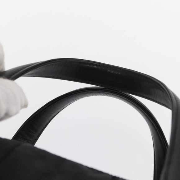 CHANEL Choco Bar Hand Bag Nylon Black Silver CC Auth BA9577