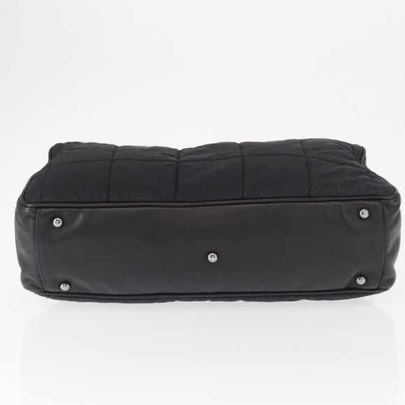 CHANEL Choco Bar Hand Bag Nylon Black Silver CC Auth BA9577