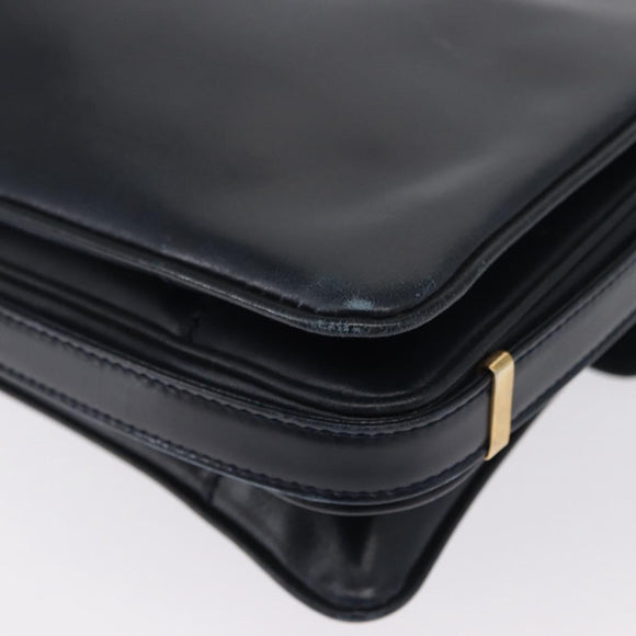 LOEWE Shoulder Bag Leather Navy Gold Auth BA9578