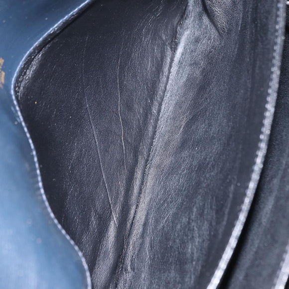 LOEWE Shoulder Bag Leather Navy Gold Auth BA9578