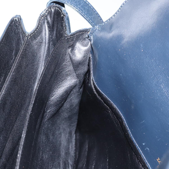 LOEWE Shoulder Bag Leather Navy Gold Auth BA9578