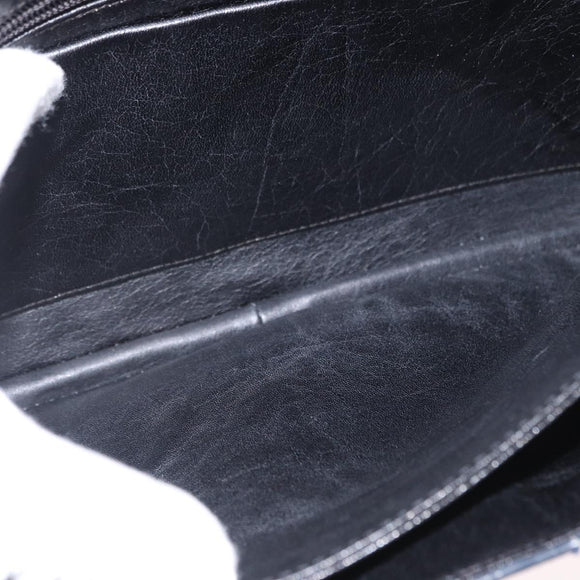 LOEWE Shoulder Bag Leather Navy Gold Auth BA9578