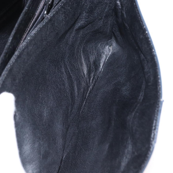 LOEWE Shoulder Bag Leather Navy Gold Auth BA9578