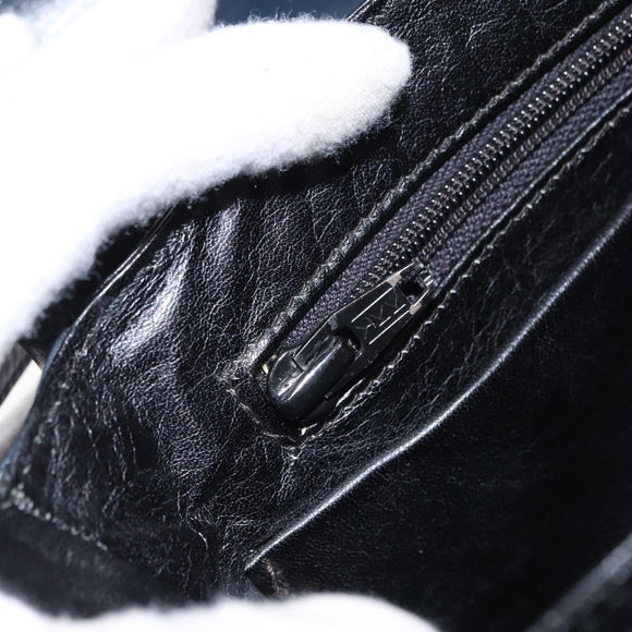 LOEWE Shoulder Bag Leather Navy Gold Auth BA9578