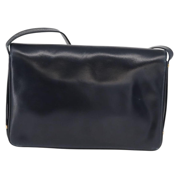 LOEWE Shoulder Bag Leather Navy Gold Auth BA9578