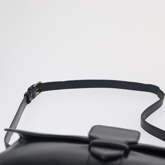 LOEWE Shoulder Bag Leather Navy Gold Auth BA9578