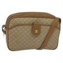 CELINE Macadam Canvas Shoulder Bag Beige Auth BA958-1