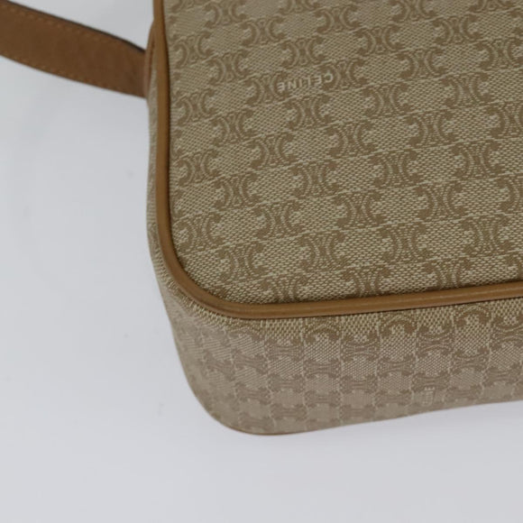 CELINE Macadam Canvas Shoulder Bag Beige Auth BA958
