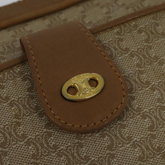 CELINE Macadam Canvas Shoulder Bag Beige Auth BA958