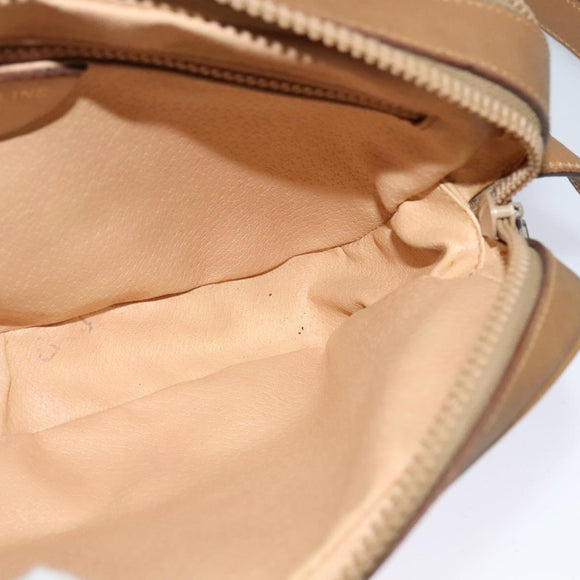 CELINE Macadam Canvas Shoulder Bag Beige Auth BA958