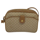 CELINE Macadam Canvas Shoulder Bag Beige Auth BA958-2