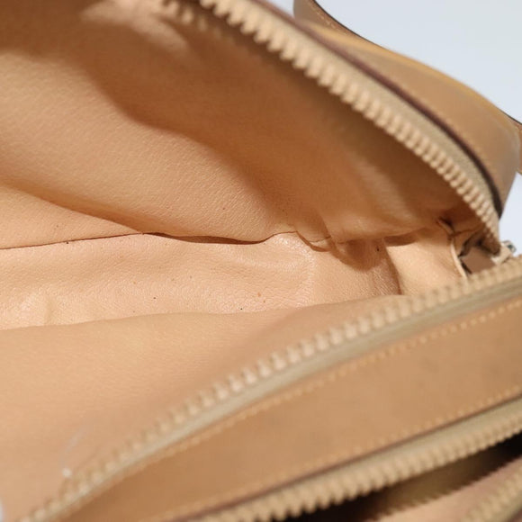 CELINE Macadam Canvas Shoulder Bag Beige Auth BA958