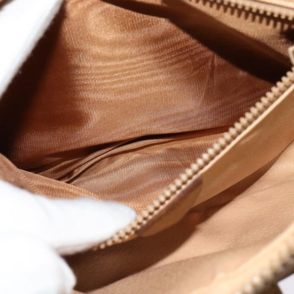 CELINE Macadam Canvas Shoulder Bag Beige Auth BA958