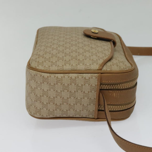 CELINE Macadam Canvas Shoulder Bag Beige Auth BA958