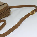 CELINE Macadam Canvas Shoulder Bag Beige Auth BA958-7