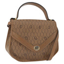 Christian Dior Honeycomb Canvas Hand Bag PVC Leather 2way Beige Gold Auth BA9582-1